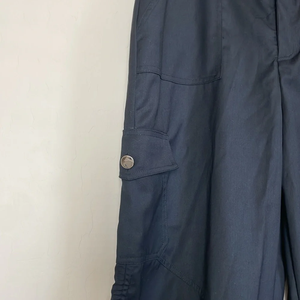 Revolve Superdown Black Wide Leg Cargo Pants Tie Hem Slouchy Baggy Oversized Med - Picture 4 of 10